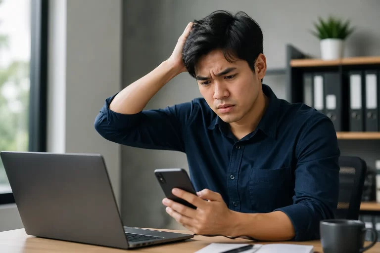 Een bezorgde man ontdekt dat hij zijn belastingaangifte is vergeten.