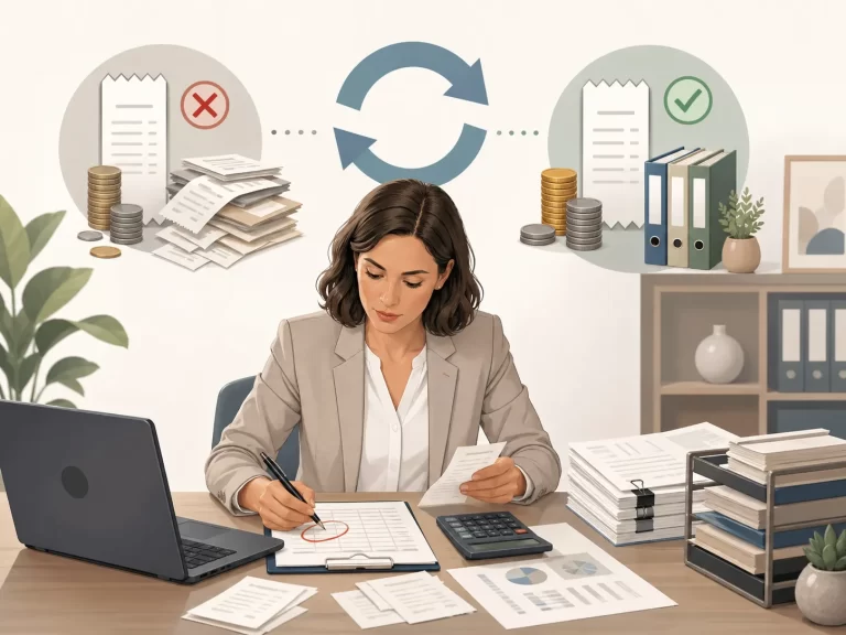 Een ondernemer corrigeert haar omzetbelasting en brengt administratie netjes op orde.