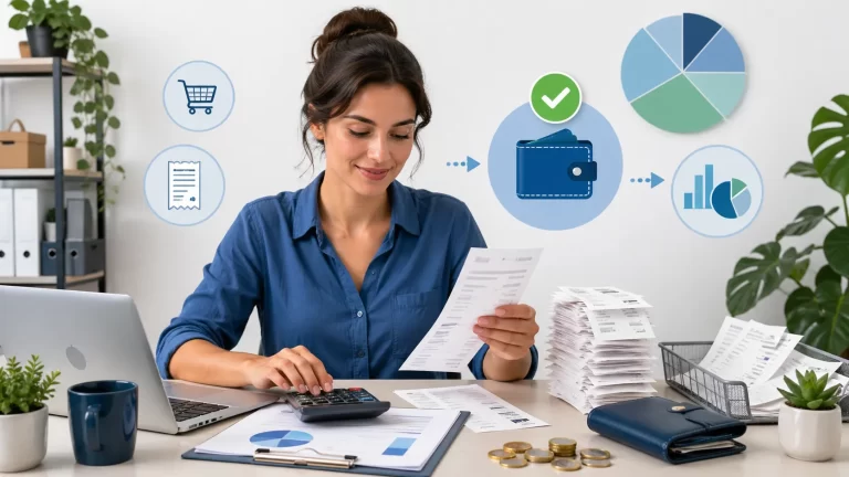 Ondernemer verwerkt bonnetjes en facturen voor een overzichtelijke btw-aftrek.