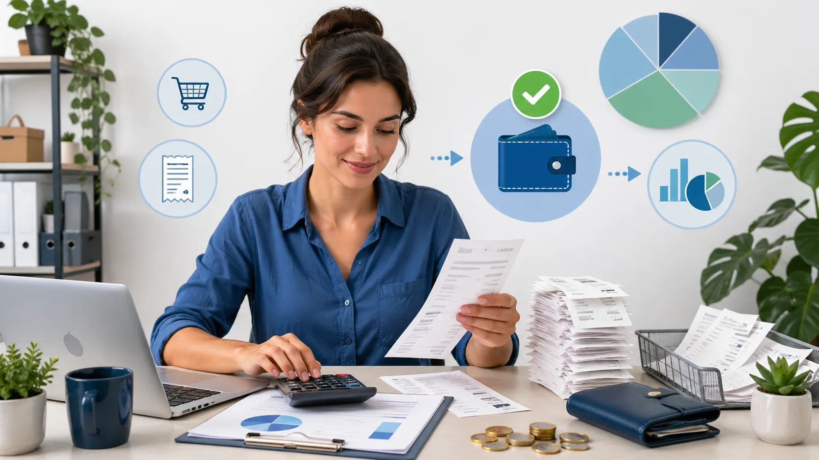 Ondernemer verwerkt bonnetjes en facturen voor een overzichtelijke btw-aftrek.